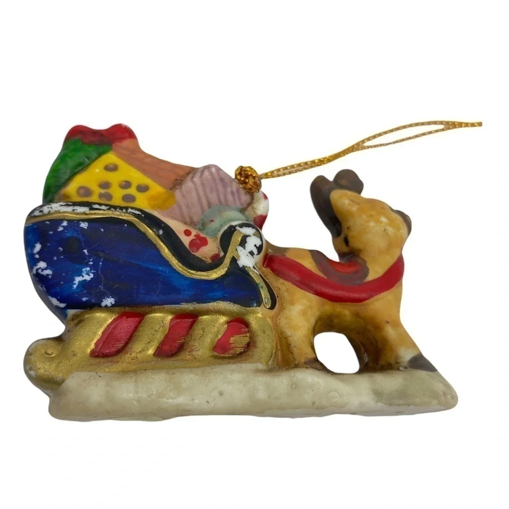 Christmas Ornaments Set of 3 Retro  Holidays Ceramic